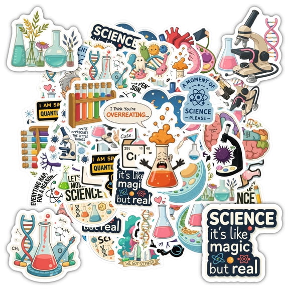 35pcs Cartoon Science Stickers Chemistry Teacher Stickers Biology Kids Stickers for Laptops Suitcases Notebooks
