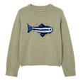 thumbnail image 5 of Women's Oversized Roll Neck Cute Fish Graphic Sweater Vintage Soft Knit Fabric Loose Jumpers Fall Pullover Sweater ﻿ (Green L), 5 of 5