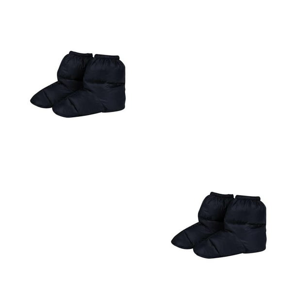 Inteprter Botas tipo pantuflas de nailon suave, ligeras, cálidas, para botas, con correa para los pies, para mujer, cálidas, duraderas, Negro Tamaño M 2piezas
