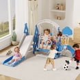 thumbnail image 2 of XJD 6-in-1 Toddler Slide and Swing Set, Kids Indoor Outdoor Playset with Basketball Hoop, Backyard Playground for Toddlers 1-3 Years Old, Blue, 2 of 11