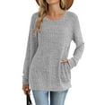 thumbnail image 3 of BLVB Long Sleeve Shirts for Women Crewneck Tunic Sweaters Loose Fit Dressy Ribbed Knit Tops with Pockets Fall Fashion, 3 of 6