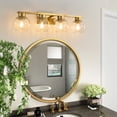thumbnail image 5 of Bathroom Vanity Fixtures 4-Lights Gold Bathroom Light Over Mirror with Clear Glass Shade Vanity Lights for Bathroom, 5 of 7