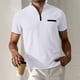 thumbnail image 1 of Blusa y camisa de cuello alto de manga corta para hombre, blusa informal de verano a la moda de color liso con cuello alto y cremallera, blusa/camiseta para hombre., 1 of 3