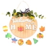 thumbnail image 1 of Wooden House Home Party Decoration Round Door Sign Fashion Rustic Wooden Welcome Door Decoration Pendant with Hanging Rope Replaceable Patterns for Festival Decoration, 1 of 1