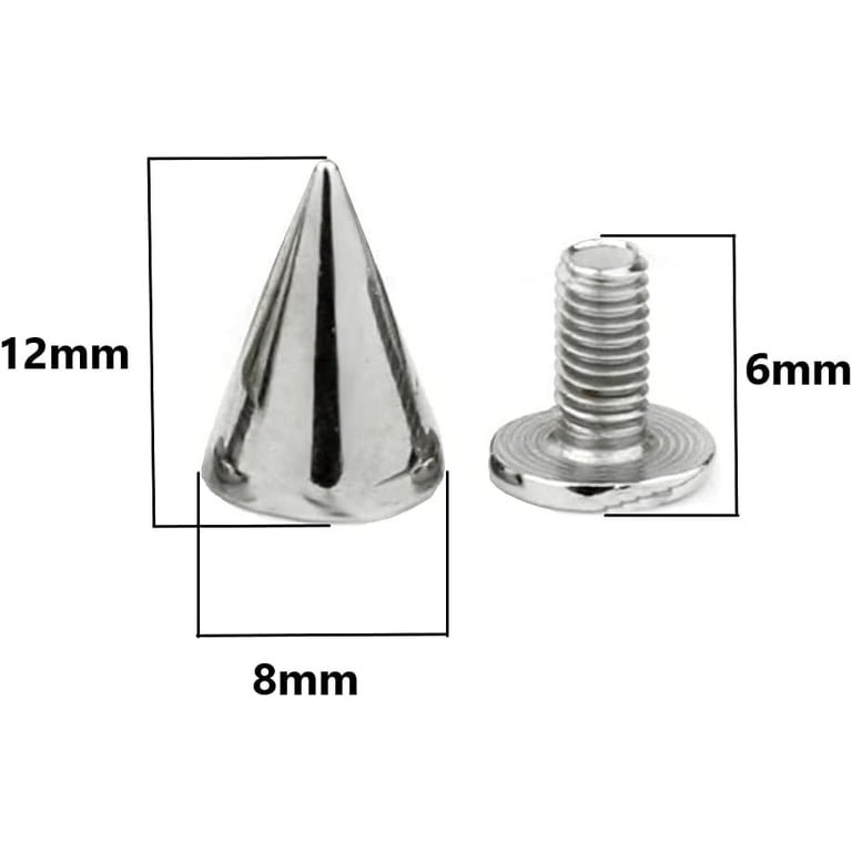 Silver Spike Screw Back Cone Studs for Jackets Arts Clothing Jeans