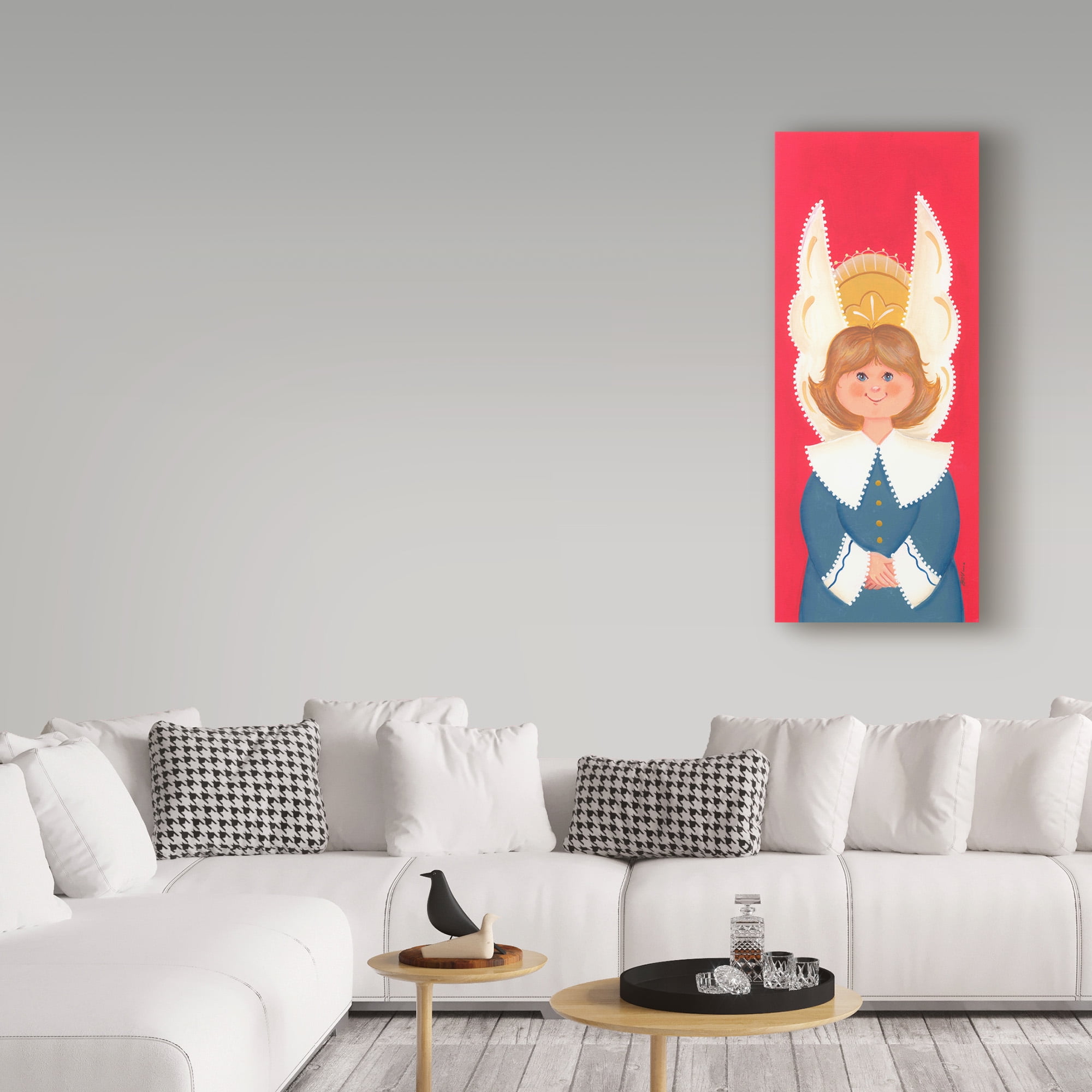 Trademark Fine Art 'Blue Angel On Red' Canvas Art by Beverly Johnston
