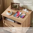 thumbnail image 3 of Nightstand with Charging Station, Farmhouse Nightstands with 2 Drawers Storage Side Table Bedside Cabinet for Bedroom Living Room, Natural Oak, 3 of 7