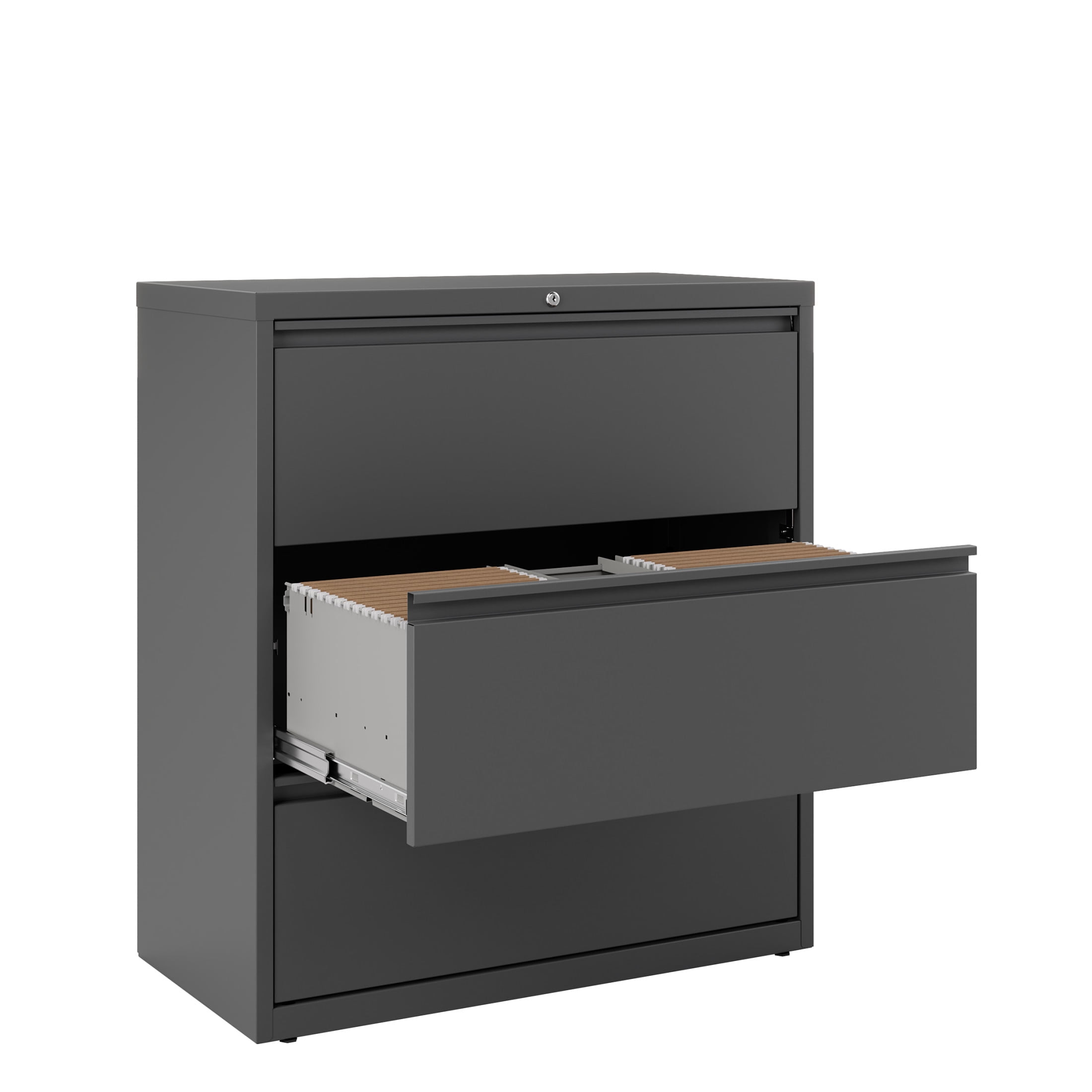 Hirsh 36 Inch Wide 3 Drawer Metal Lateral File Cabinet for Home and Office, Holds Letter, Legal and A4 Hanging Folders, Charcoal