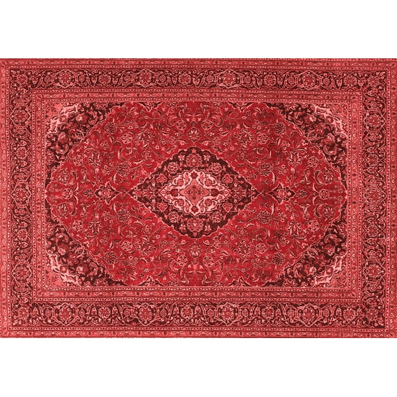 Ahgly Company Indoor Rectangle Medallion Red Traditional Area Rugs, 7' x 9'