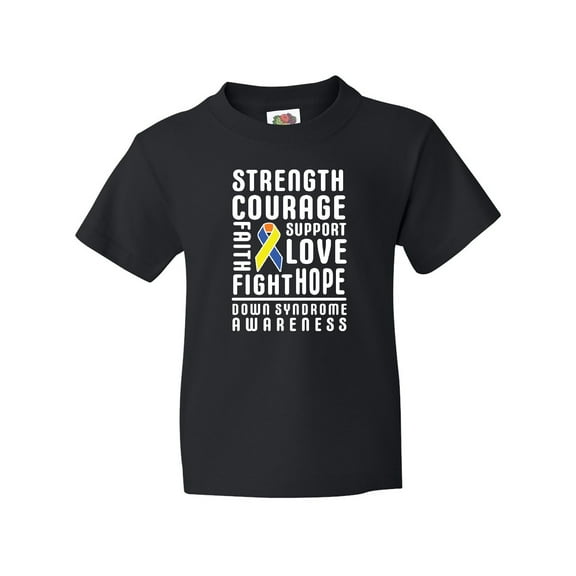 Inktastic Down Syndrome Awareness Strenth Courage Support Youth T-Shirt