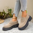 thumbnail image 6 of Fall Winter Women Chunky Platform Loafers, Faux Suede Buckle Slip‑On Shoes, Lug Sole Casual Shoes, 6 of 8