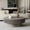 Gray, variant on YWEN 39.37'' Round Coffee Table with Storage, Solid Wood Veneered Modern Drum Coffee Table Accent Tea Table for Living Room, Bedroom, Apartment or Office