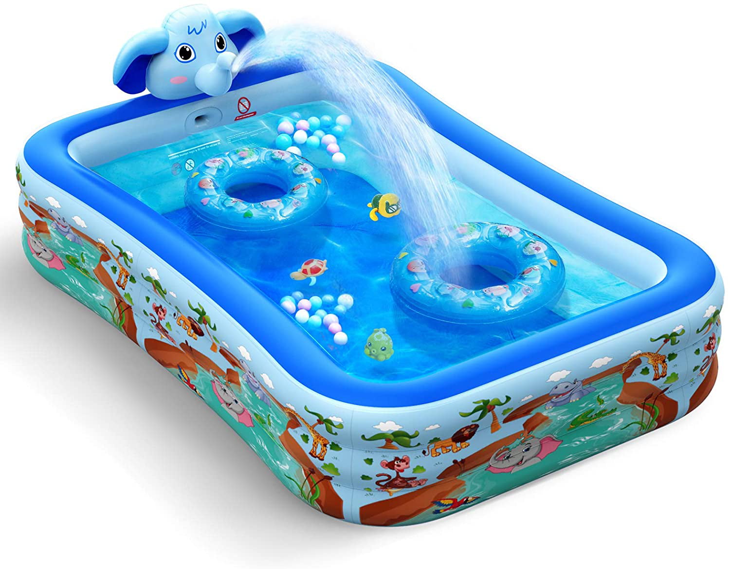 Children Swimming Circle Water Toy Swimming Ring Double Air Nozzle Transparent with Steering Wheel for Beach Pools for Ponds for Children's Pools