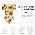 thumbnail image 6 of Fotbe Sunflowers And Bee Women's Crew Neck Short Sleeves Bodysuit Tops Round Neck Slim Sleeveless Soft Comfortable Basic-Large, 6 of 9