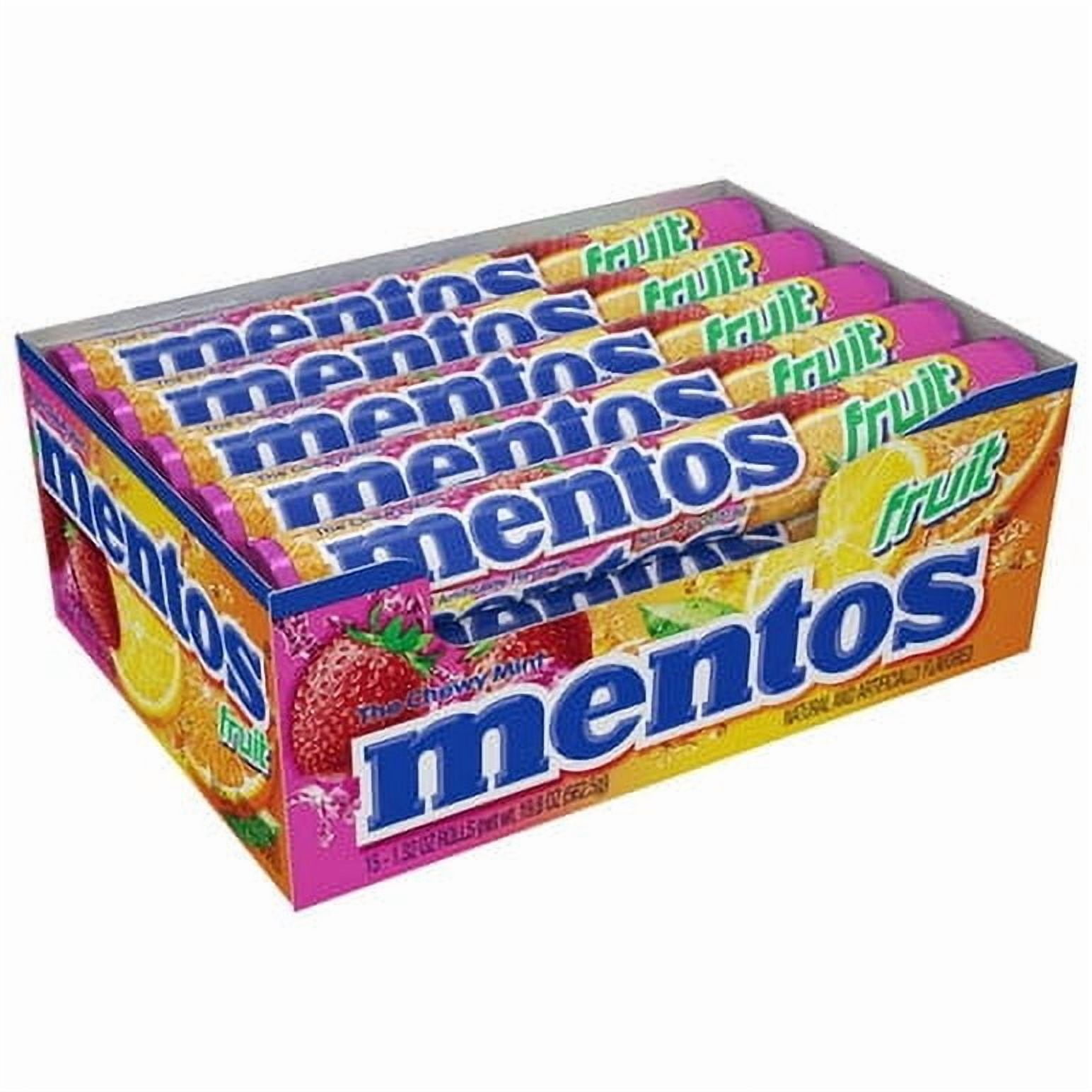 (Price/Pack)Mentos Vertical Showbox Mixed Fruit Candy 1.32 Ounces - 15 Per Pack - 24 Packs Per Case