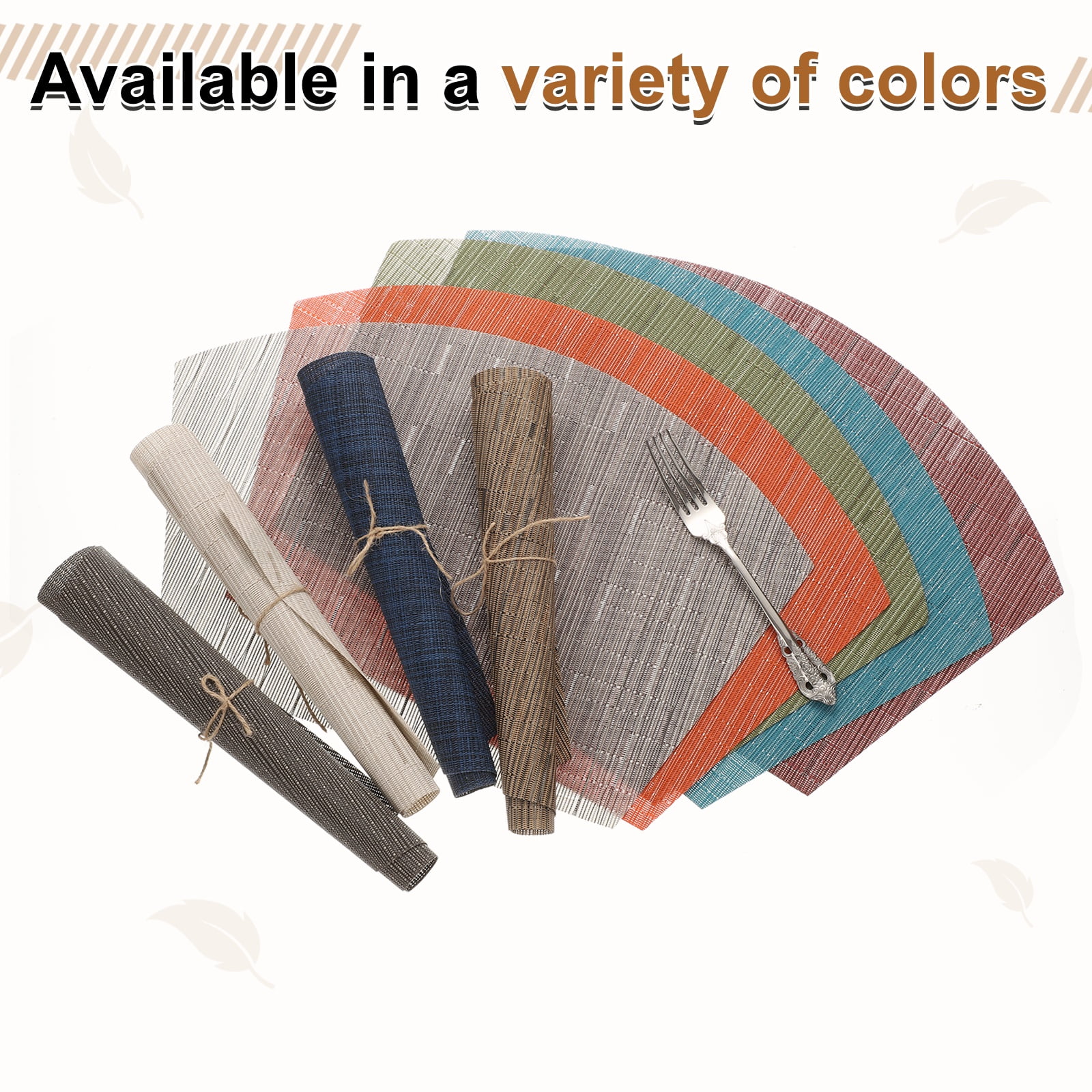 Uxcell 4pcs Wedge Placemats 18" x 12" Woven Vinyl Round Table Placemats, Coffee