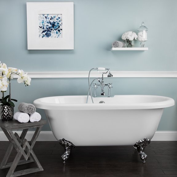 Vintage Tub & Bath Windsor 66 Inch Acrylic Double Ended Clawfoot Tub Package - Rim Faucet Drillings