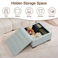 thumbnail image 3 of HASLE 24" Square Storage Ottoman Coffee Table, Linen Tufted Ottoman with Reversible Wooden Tray Lid, Ample Storage Footstool, Blue, 3 of 8