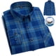 thumbnail image 2 of Camisa Hombre Camisa de manga larga para hombre Camisa de moda para hombre de talla grande informal a cuadros de lana de algodón (Light Blue, M-42), 2 of 4