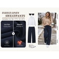 thumbnail image 2 of Temofon Fleece Lined Sweatpants for Women Casual Baggy Drawstring Sweatpants Cotton Elastic Dark Blue Lounge Pants S, 2 of 8