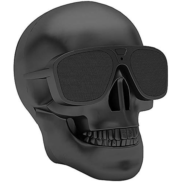 DORNLAT Altavoces Bluetooth con forma de calavera, altavoz inalámbrico portátil con micrófono incorporado, altavoz estéreo de graves de diseño creativo y fresco para Halloween, fiestas, viajes, exteri