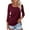 Wine, variant on Women's Fashionable and Casual Solid Color Square Neck Three Quarter Sleeve Top T Shirt Womens Shirts Large