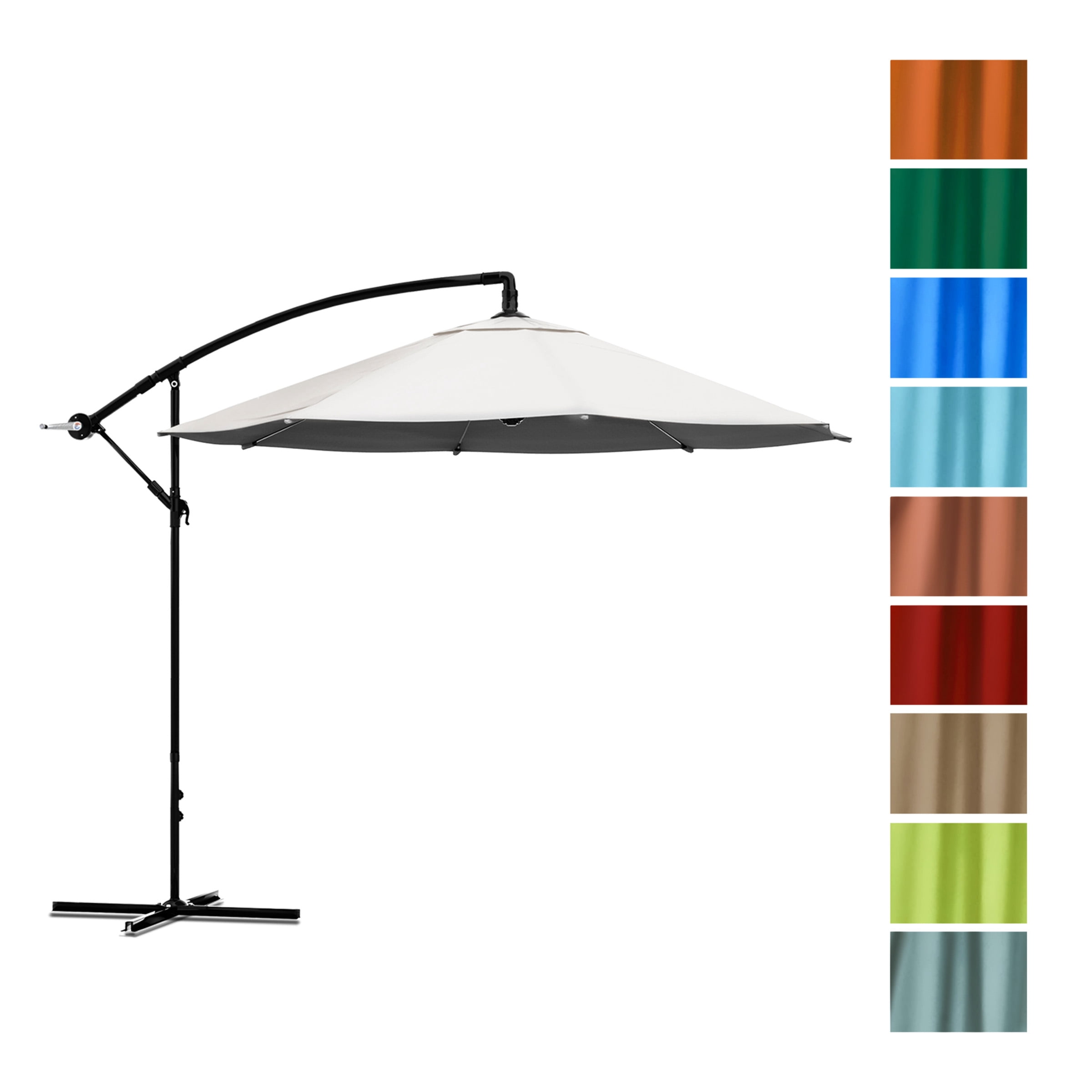Pure Garden 10-Foot Offset Patio Umbrella with Crank and Base (Cream)