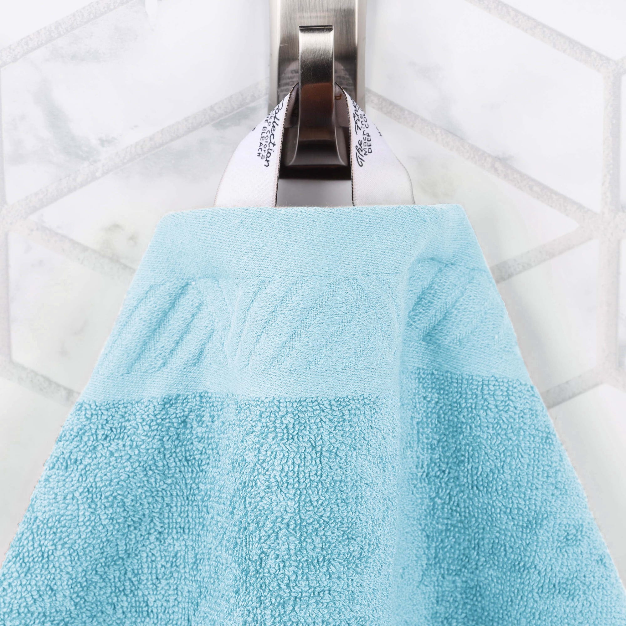 Superior Basketweave Egyptian Cotton Solid 3 Piece Towel Set, Sky Blue