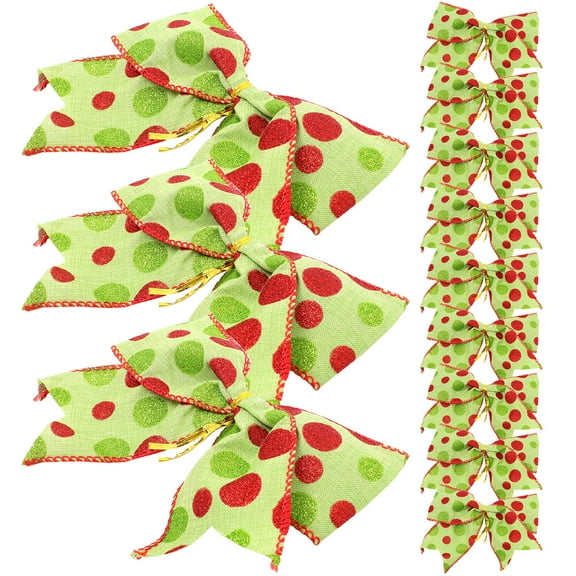 PAMINGONO 12Pcs Christmas Bows Light Green Polyester Shiny Bowknot for present Wrapping and Party Layout