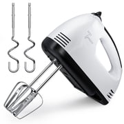 TINANA 7-Speed Electric Hand Mixer with 2 Beaters & 2 Dough Hooks, Eject Button, Ergonomic Grip, Compact White Kitchen Mixer