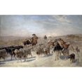 thumbnail image 2 of Eugène Burnand 18x13 Gold Ornate Wood Frame and Double Matted Museum Art Print Titled - The Descent of the Herds (1890), 2 of 4