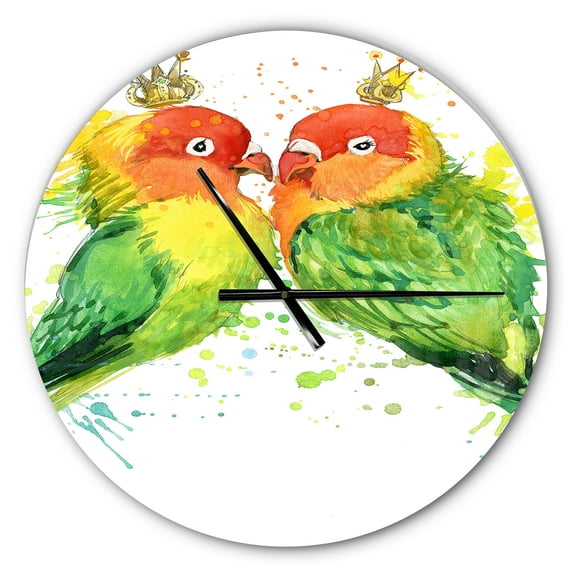 Designart 'Family Parrots ' Modern wall clock
