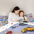 thumbnail image 4 of Manfei Tractor Excavator Bedding Comforter Set 7pcs, Cartoon Equipment Truck Queen Bedding Sets, Vehicle Car Theme Reversible Queen Sheet Sets, Lightweight Room Decor, 4 of 7