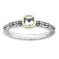 thumbnail image 1 of Sterling Silver & 14k Stackable Expressions Checker-cut White Topaz Ring Size 8, 1 of 3