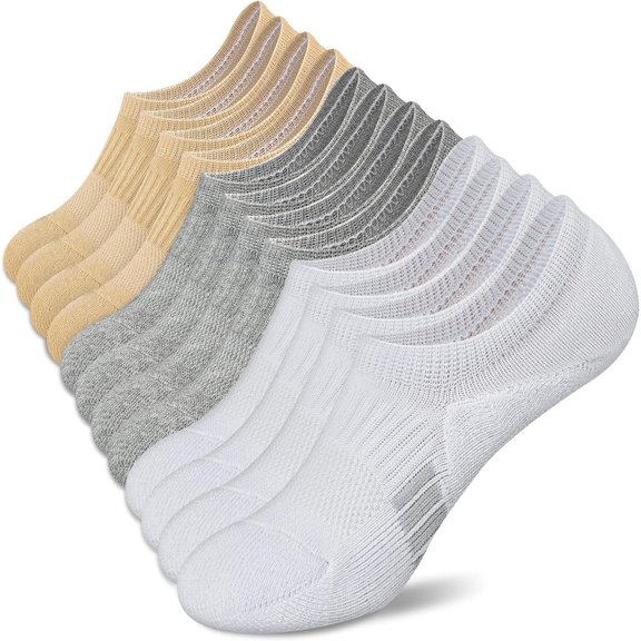 No Show Socks Womens Athletic Cushion Ankle Footies Low Cut Socks 5-6 Pairs