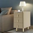 thumbnail image 2 of ToppiJoy Narrow Nightstand with 3 Drawers, PU Bedside Cabinet, Bedside Table Furniture with Metal Legs for Bedroom, Living Room (Champagne Color), 2 of 25