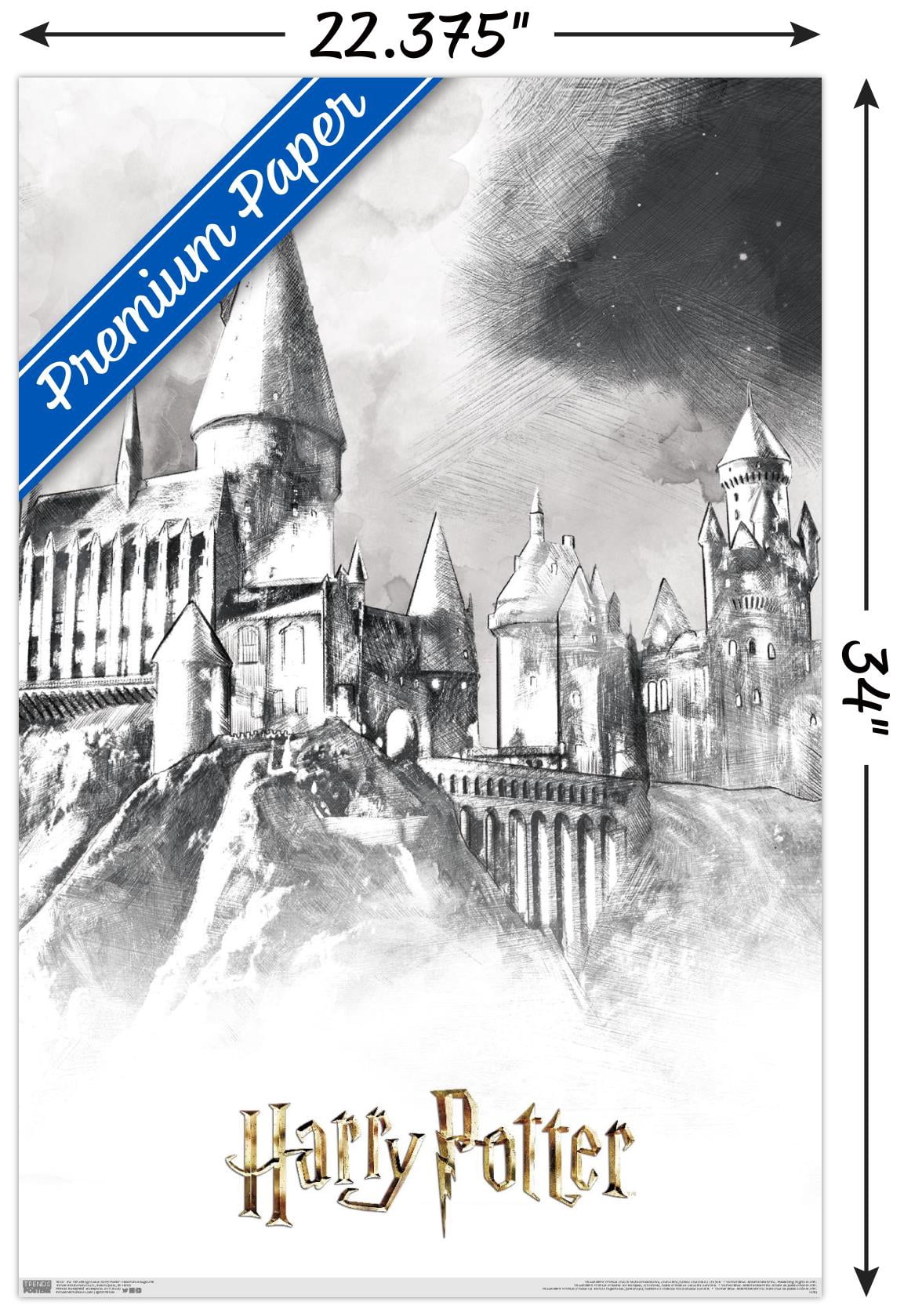 The Wizarding World: Harry Potter - Illustrated Hogwarts Wall Poster, 22.375" x 34"