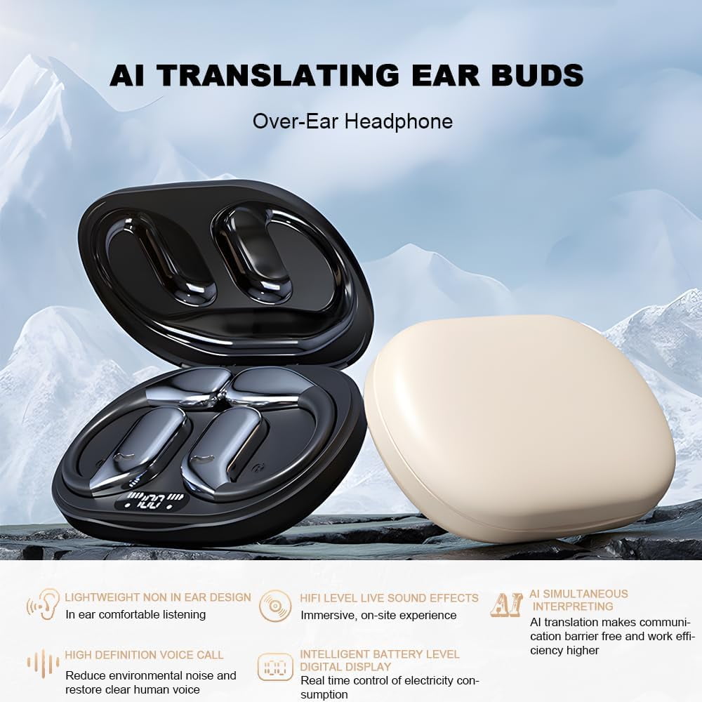 Ai Translation Earbuds Real Time,144 Language Translator Earbuds, Translating Earbuds, Bluetooth Headphones Translation Language Device for iPhone and Android Ear Bud Translator