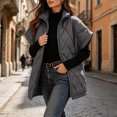 thumbnail image 7 of Edvintorg Vest for Women Plus Size Stand Collar Puffer Waistcoat Solid Color Zip up Long Quilted Outerwear with Pocket Womens Fashion Gray S-3XL, 7 of 7