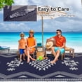 thumbnail image 2 of SIXHOME Outdoor Rugs 9x12 Waterproof Reversible Navy Blue Plastic Patio Mat, Non-Slip Durable Moroccan Geometric Design for Camping, RV, Balcony, Porch, Picnic, 2 of 7