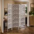 thumbnail image 5 of Benjara Taj 4 Panel Folding Room Divider Screen- Antique White Mango Wood, 5 of 12