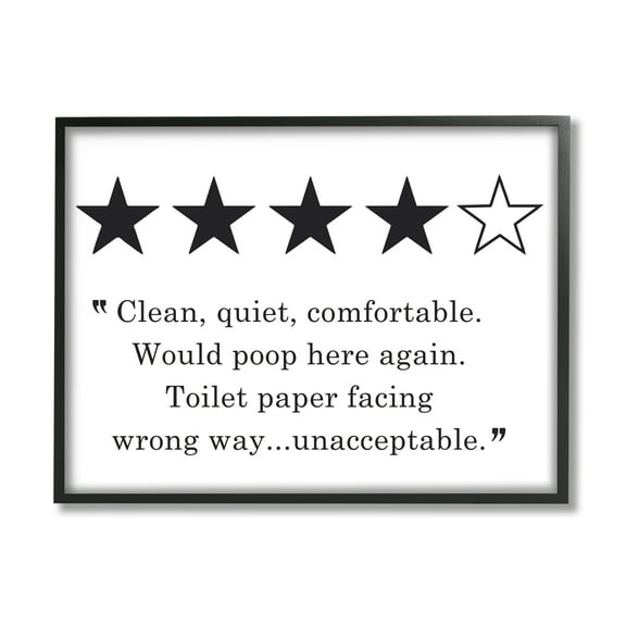 Stupell Industries Four Star Bathroom Review Funny Toilet Paper Humor, 24 x 30, Designed by Lettered and Lined