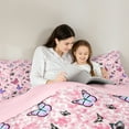 thumbnail image 5 of Homewish Multicolor Butterfly Bedding Comforter Set,Cartoon Flower Floral Twin Comforter Sets,Pink Purple Black Bedding Set For Girls Teens,Super Cozy Room Decor Reversible,2 Pieces, 5 of 8