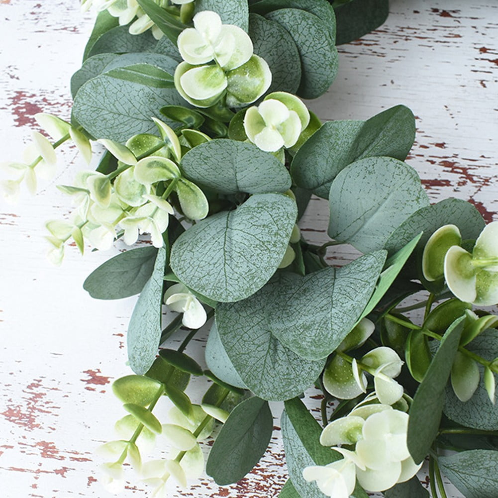 Grande Couronne D'eucalyptus De 66 Cm Pour Porte D'entrée, Porche, Fenêtre - Couronne De Feuilles D'eucalyptus Artificielles Avec Baies Blanches Pour La Maison, La Décoration Murale De La Ferme