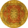 thumbnail image 1 of Ahgly Company Indoor Round Persian Yellow Traditional Area Rugs, 4' Round, 1 of 4