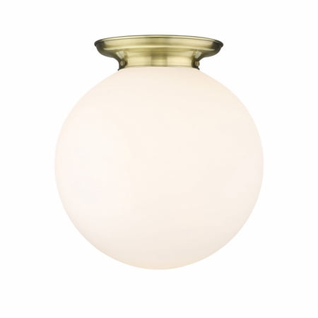 Innovations Lighting Beacon - 1 Light 18 Flush Mount Antique Brass/Matte White