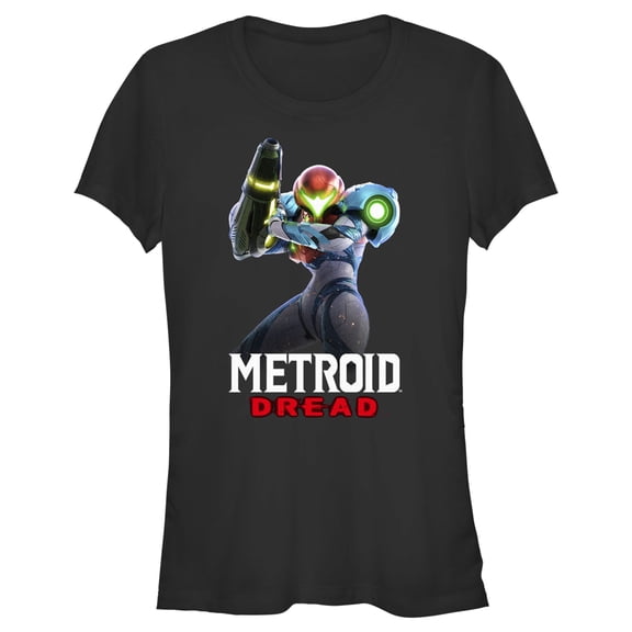 Junior's Nintendo Metroid Dread Weapons Loaded Graphic Tee Black Large