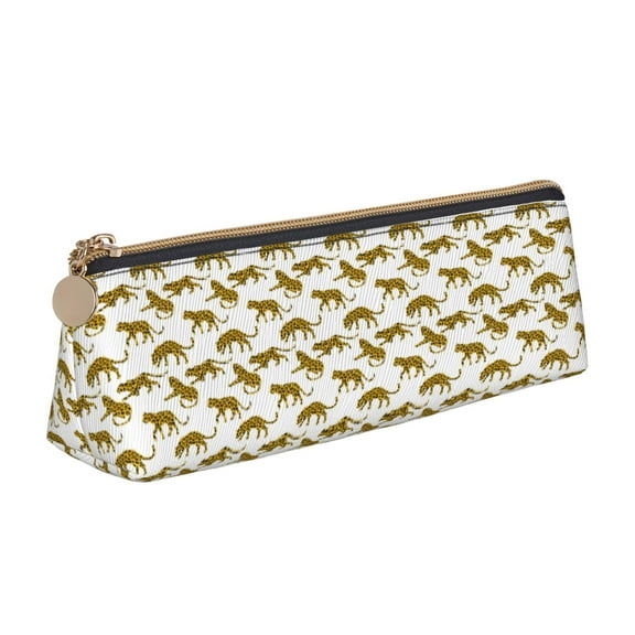 Naloa Leopard Print Print Leather Pencil Case - Portable Big Capacity Pencil Pouch Organizer Bag Stationery Bag for Work & Office Pencil Pen Case