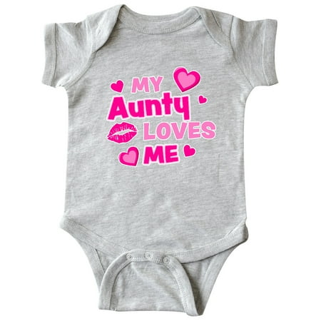 

Inktastic My Aunty Loves Me with Hearts and Kiss Gift Baby Boy or Baby Girl Bodysuit