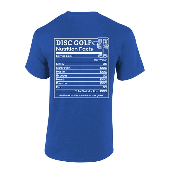 Mens Disc Golf Tshirt Funny Disc Golf Nutrition Flacts Short Sleeve T-shirt-Heather Royal-xxl